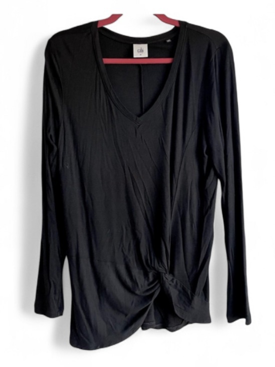 CAbi Tops - CAbi #3801 Reveal Twist Bottom Black V Neck Knit Tee Shirt Size M